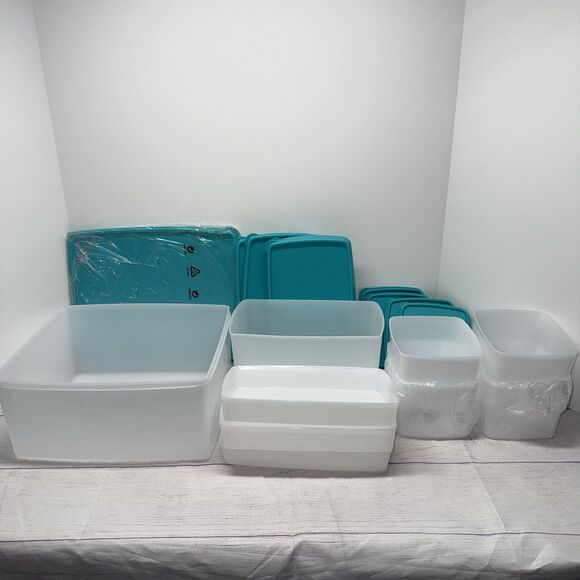 New 10 Tupperware Freeze It Snowflake Containers Set Teal 6284 5552 5660 5549